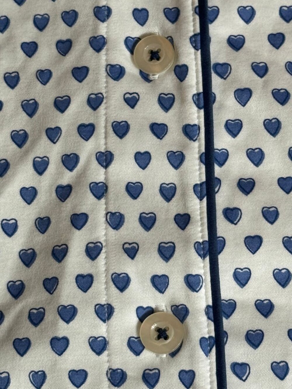 NWOT Roller Rabbit Hearts Polo White & Blue Hearts Print Pajamas Size Medium - Picture 11 of 12